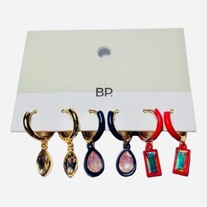 BP Pink, Blue, and Gold Gem Hoop Earrings